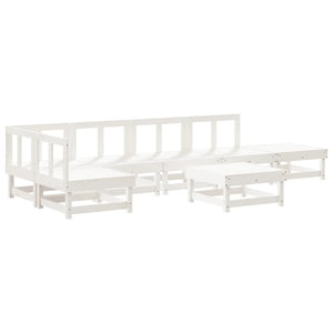 vidaXL 7 Piece Garden Lounge Set White Solid Wood Pine