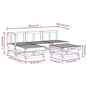 vidaXL 5 Piece Garden Lounge Set Grey Solid Wood Pine