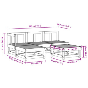 vidaXL 5 Piece Garden Lounge Set Impregnated Wood Pine