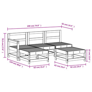 vidaXL 5 Piece Garden Lounge Set White Solid Wood Pine