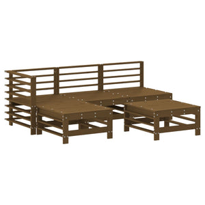 vidaXL 5 Piece Garden Lounge Set Honey Brown Solid Wood Pine