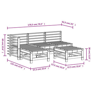 vidaXL 5 Piece Garden Lounge Set Honey Brown Solid Wood Pine