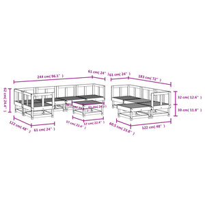 vidaXL 10 Piece Garden Lounge Set Impregnated Wood Pine