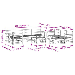 vidaXL 10 Piece Garden Lounge Set White Solid Wood Pine