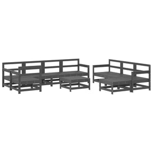 vidaXL 10 Piece Garden Lounge Set Grey Solid Wood Pine