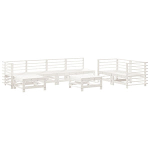 vidaXL 8 Piece Garden Lounge Set White Solid Wood Pine