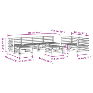 vidaXL 8 Piece Garden Lounge Set White Solid Wood Pine