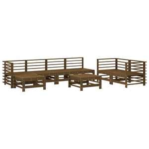 vidaXL 8 Piece Garden Lounge Set Honey Brown Solid Wood Pine