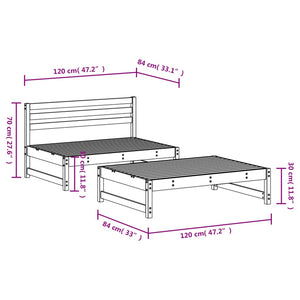 vidaXL 2 Piece Garden Lounge Set Grey Solid Wood Pine