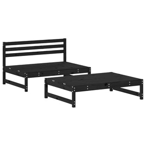 vidaXL 2 Piece Garden Lounge Set Black Solid Wood Pine