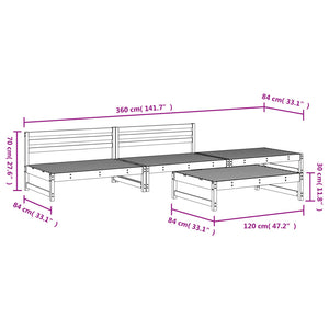 vidaXL 4 Piece Garden Lounge Set Solid Wood Pine