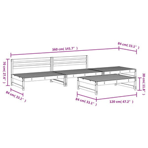 vidaXL 4 Piece Garden Lounge Set Grey Solid Wood Pine