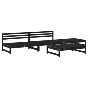 vidaXL 4 Piece Garden Lounge Set Black Solid Wood Pine