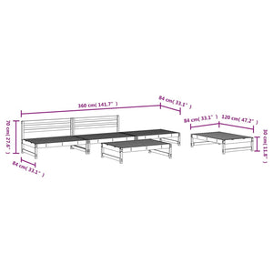 vidaXL 5 Piece Garden Lounge Set Solid Wood Pine