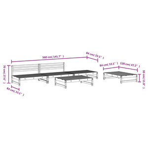 vidaXL 5 Piece Garden Lounge Set White Solid Wood Pine