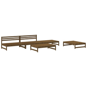 vidaXL 5 Piece Garden Lounge Set Honey Brown Solid Wood Pine