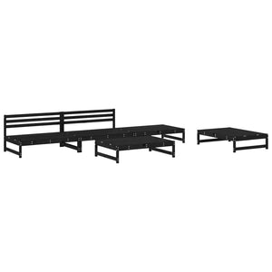 vidaXL 5 Piece Garden Lounge Set Black Solid Wood Pine