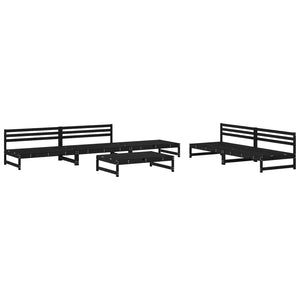 vidaXL 6 Piece Garden Lounge Set Black Solid Wood Pine