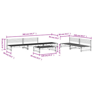 vidaXL 6 Piece Garden Lounge Set Black Solid Wood Pine