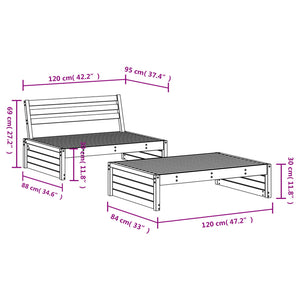 vidaXL 2 Piece Garden Lounge Set Solid Wood Pine