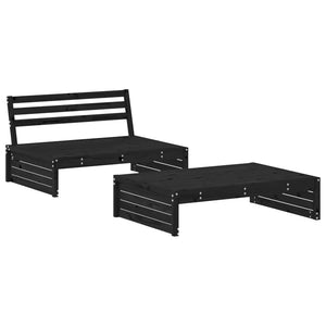 vidaXL 2 Piece Garden Lounge Set Black Solid Wood Pine