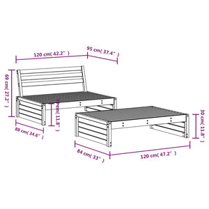 vidaXL 2 Piece Garden Lounge Set Black Solid Wood Pine