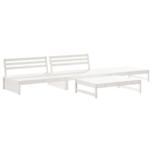 vidaXL 4 Piece Garden Lounge Set White Solid Wood Pine