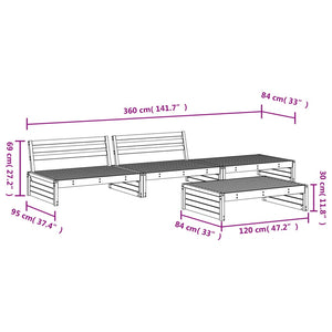 vidaXL 4 Piece Garden Lounge Set White Solid Wood Pine