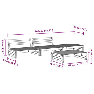 vidaXL 4 Piece Garden Lounge Set Honey Brown Solid Wood Pine