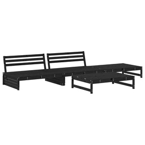 vidaXL 4 Piece Garden Lounge Set Black Solid Wood Pine