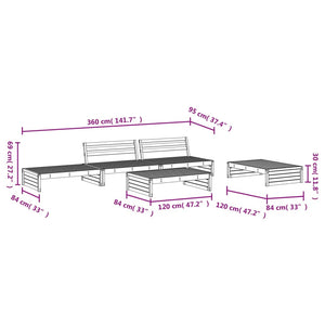 vidaXL 5 Piece Garden Lounge Set Grey Solid Wood Pine