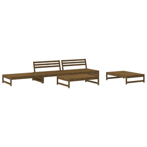 vidaXL 5 Piece Garden Lounge Set Honey Brown Solid Wood Pine