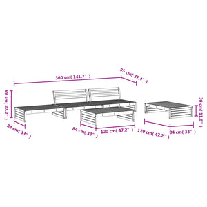 vidaXL 5 Piece Garden Lounge Set Solid Wood Douglas