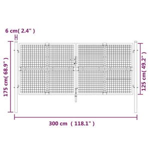 vidaXL Mesh Garden Gate Anthracite 300x175 cm Galvanised Steel