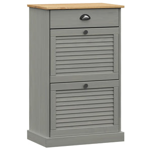 vidaXL Shoe Cabinet VIGO 60x35x96 cm Grey Solid Wood Pine