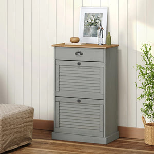 vidaXL Shoe Cabinet VIGO 60x35x96 cm Grey Solid Wood Pine