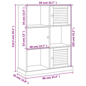 vidaXL Bookcase VIGO 90x35x114.5 cm Solid Wood Pine