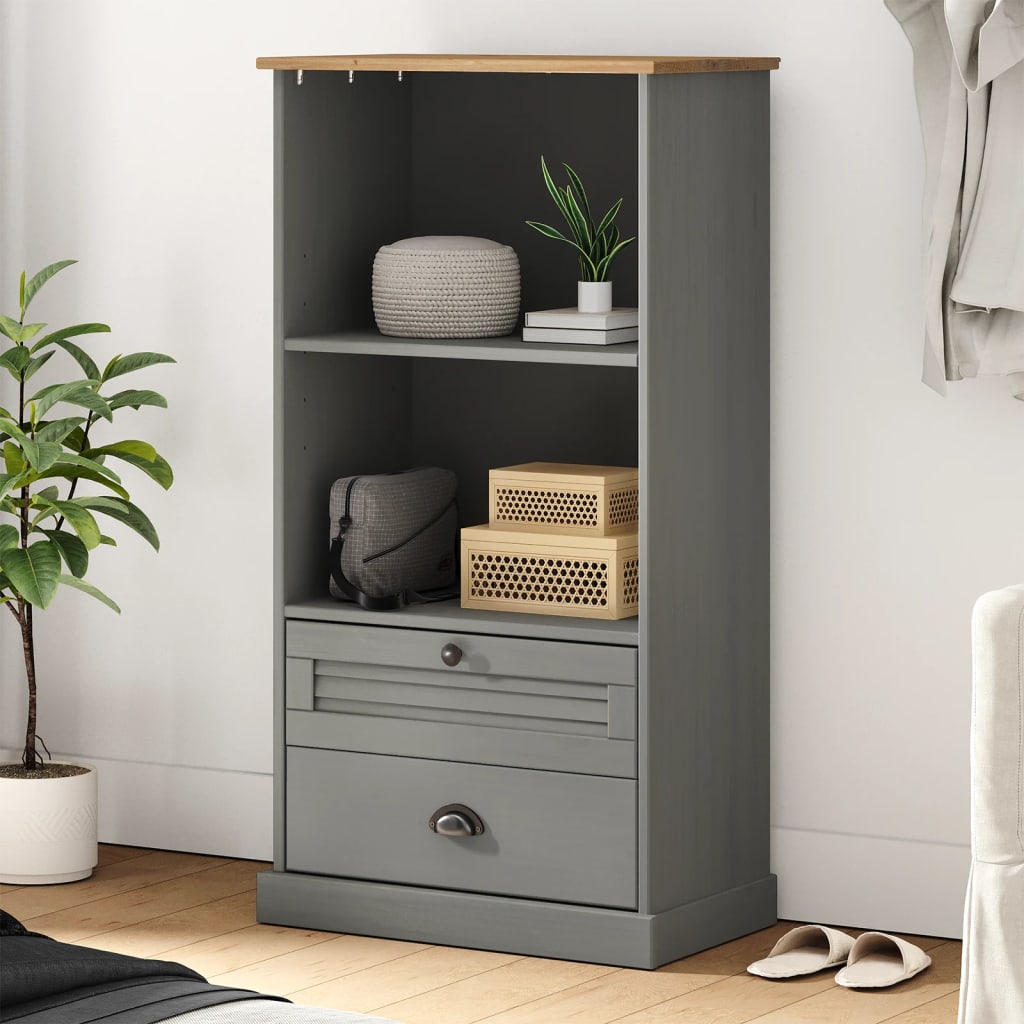 vidaXL Bookcase VIGO Grey 60x35x114.5 cm Solid Wood Pine