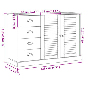 vidaXL Sideboard with Drawers VIGO 113x40x75 cm Solid Wood Pine