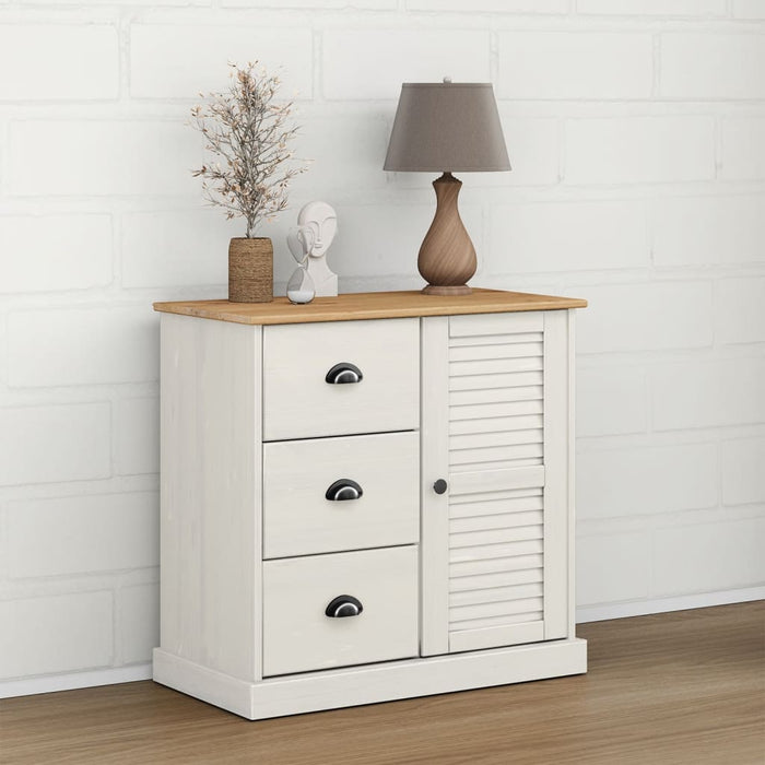 vidaXL Sideboard with Drawers VIGO 78x40x75 cm White Solid Wood Pine