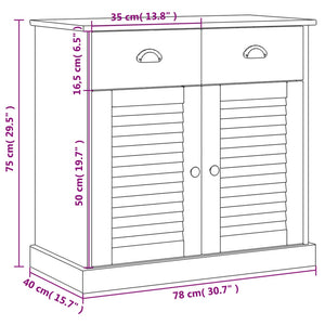 vidaXL Sideboard with Drawers VIGO 78x40x75 cm White Solid Wood Pine