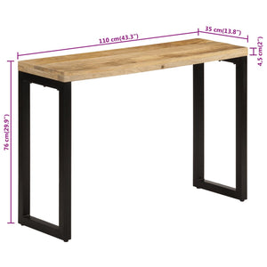 vidaXL Console Table 110x35x76 cm Solid Rough Wood Mango