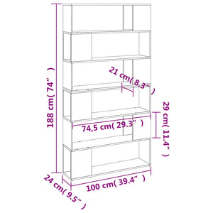 vidaXL Book Cabinet/Room Divider Grey Sonoma 100x24x188 cm