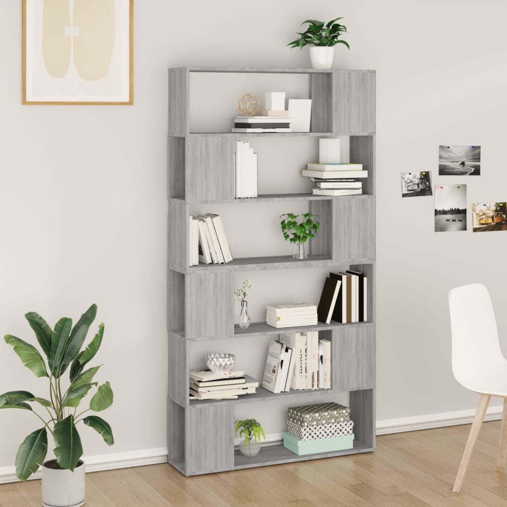 vidaXL Book Cabinet/Room Divider Grey Sonoma 100x24x188 cm