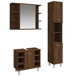 vidaXL 3 Piece Bathroom Cabinet Set Brown Oak Engineered Wood