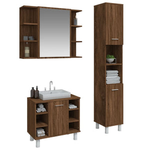 vidaXL 3 Piece Bathroom Cabinet Set Brown Oak Engineered Wood