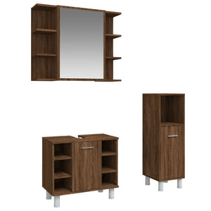 vidaXL 3 Piece Bathroom Cabinet Set Brown Oak Engineered Wood