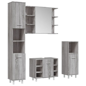 vidaXL 4 Piece Bathroom Cabinet Set Grey Sonoma Engineered Wood