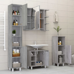 vidaXL 4 Piece Bathroom Cabinet Set Grey Sonoma Engineered Wood