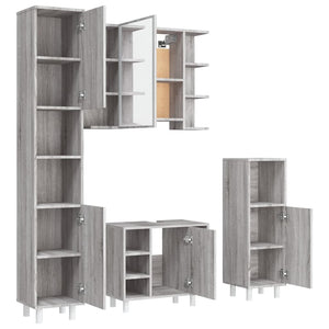 vidaXL 4 Piece Bathroom Cabinet Set Grey Sonoma Engineered Wood